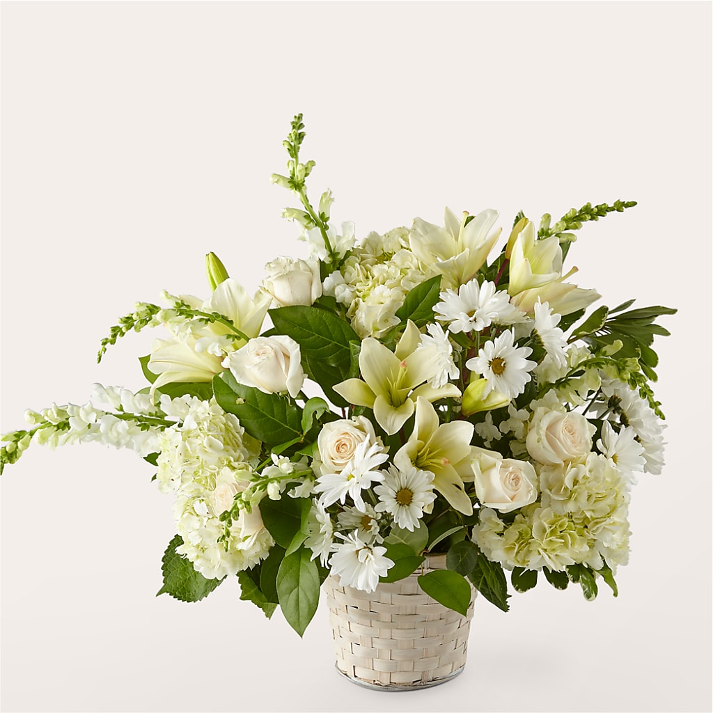 Ivory Elegance Floral Basket – Coquitlam Florist, Port Coquitlam BC