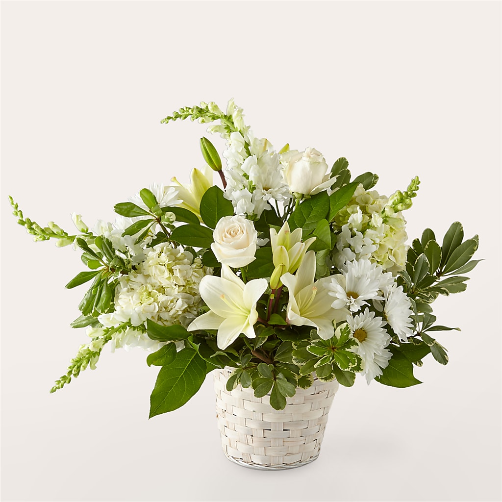 Ivory Elegance Floral Basket – Coquitlam Florist, Port Coquitlam BC