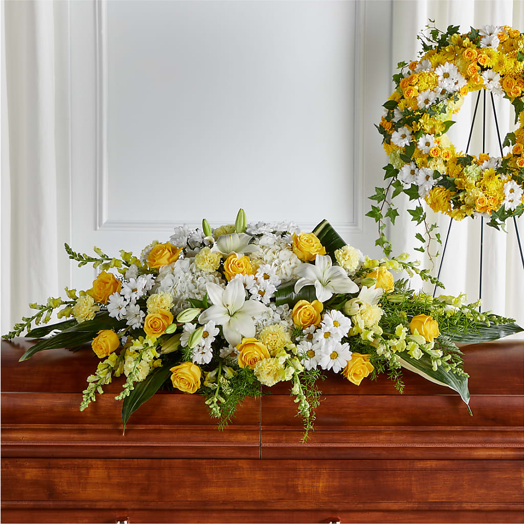 Golden Harmony Casket Spray – Coquitlam Florist, Port Coquitlam BC