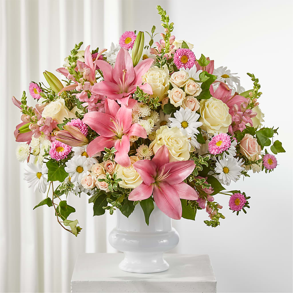 Empathetic Blooms Urn Arrangement – Coquitlam Florist, Port Coquitlam BC