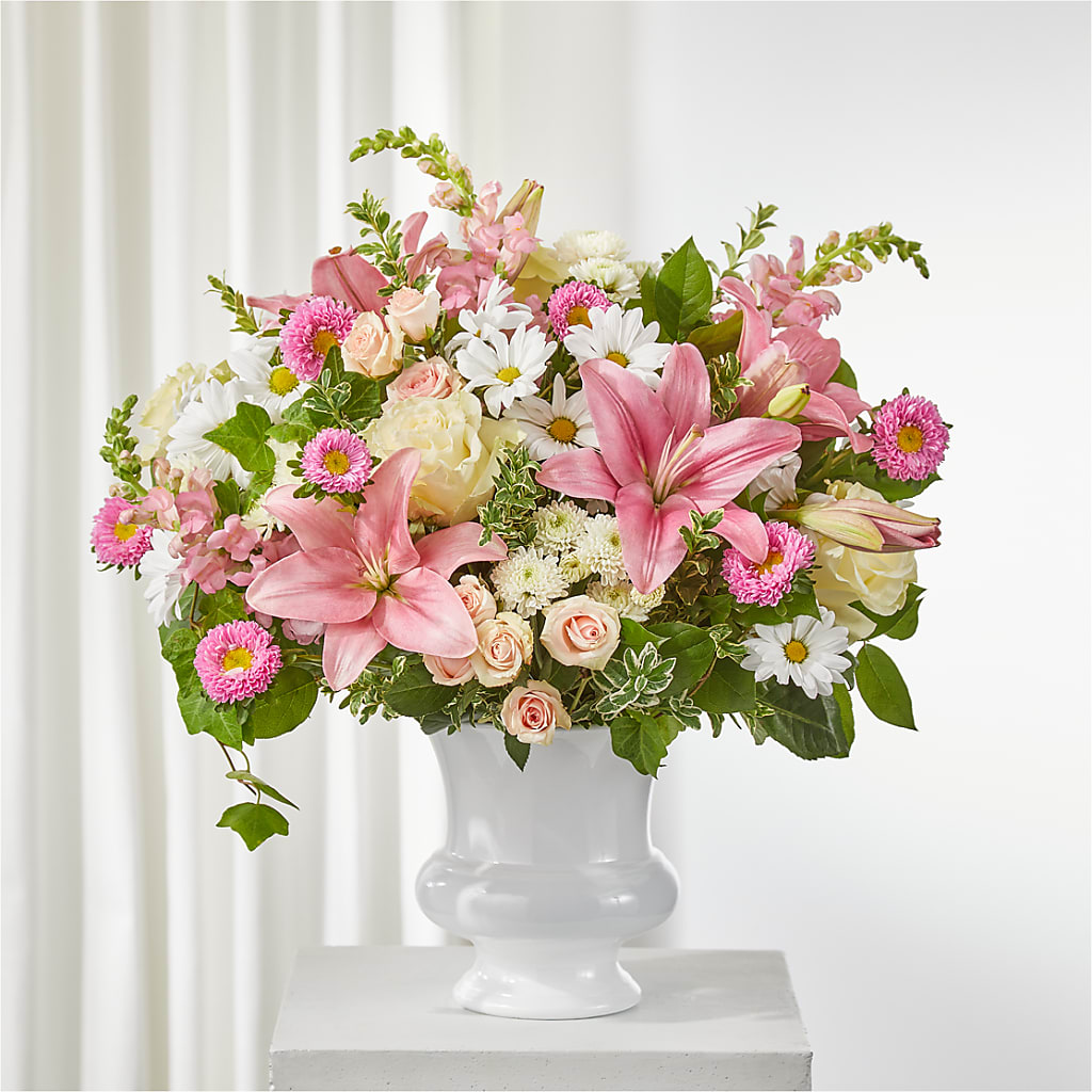 Empathetic Blooms Urn Arrangement – Coquitlam Florist, Port Coquitlam BC